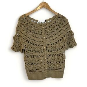 POL Olive Crochet Cardigan